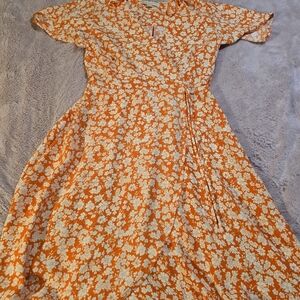Monteau Orange and White Floral Dress